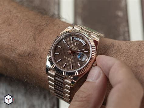 rolex day date 40 brown dial|Rolex Day-Date 40 everose.